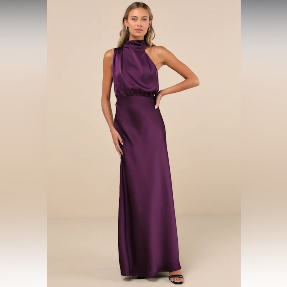 NWT Lulu’s Satin Purple Maxi